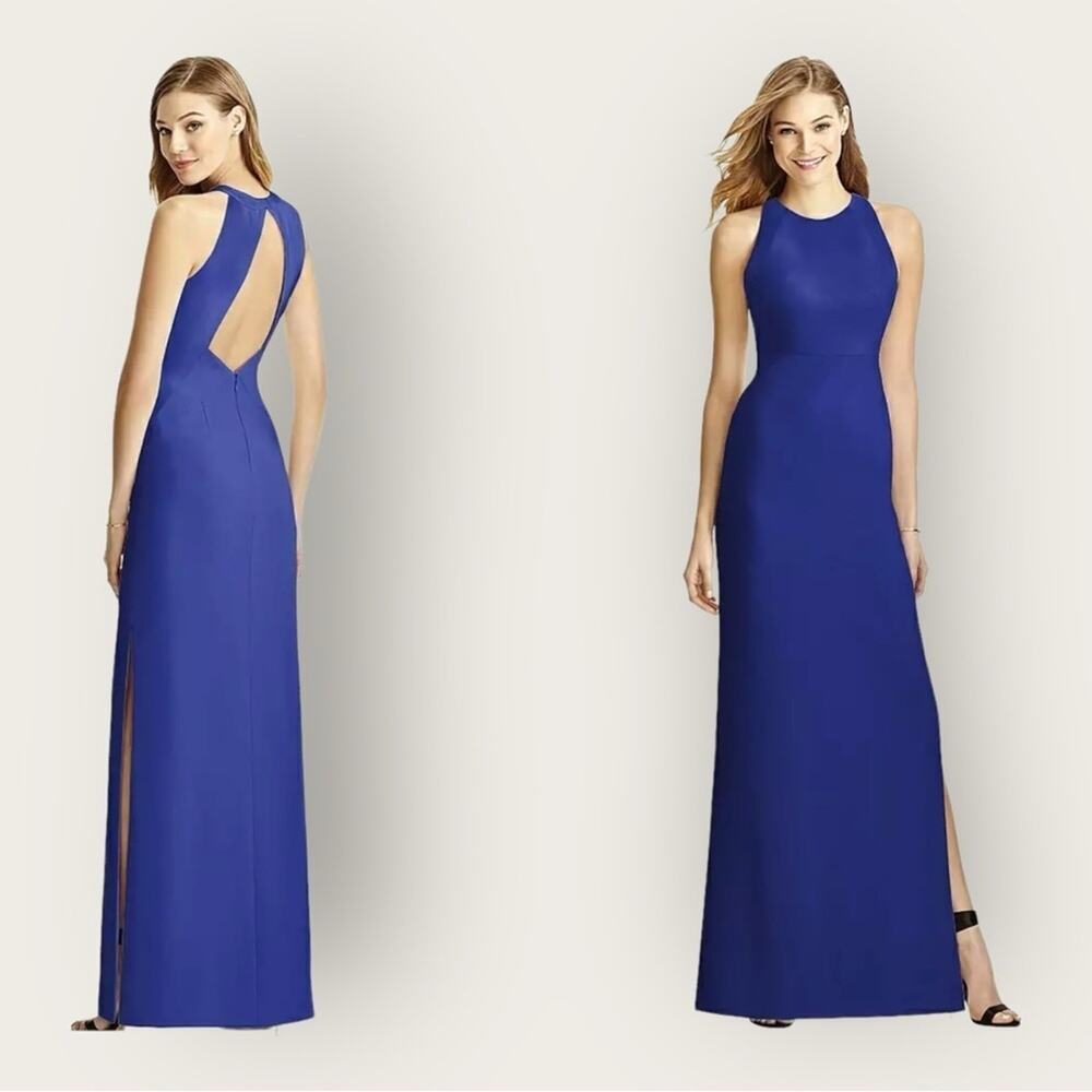 NWT | After Six | Crepe Halter Dress | Sapphire | Size 10